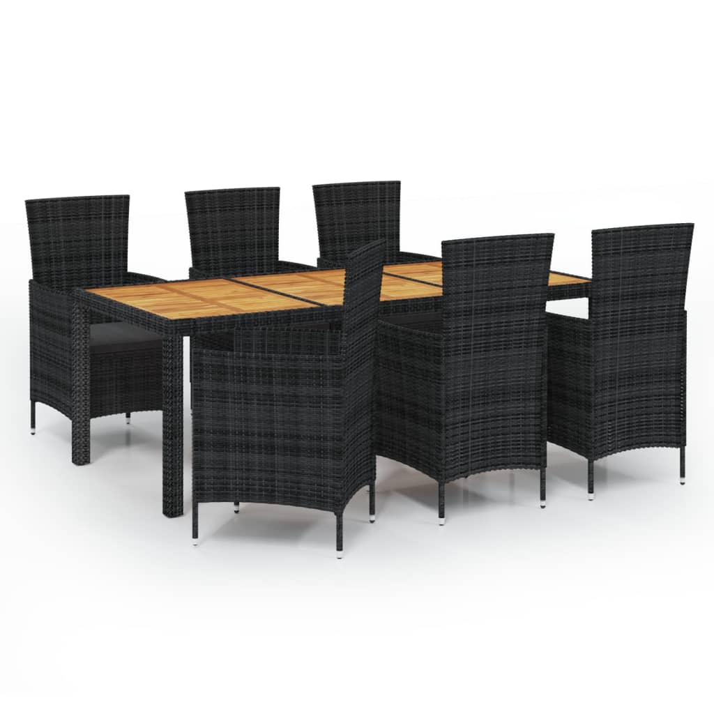 7-delige Tuinset met kussens poly rattan zwart is nu te koop bij PeponiXL, paradijselijk wonen!