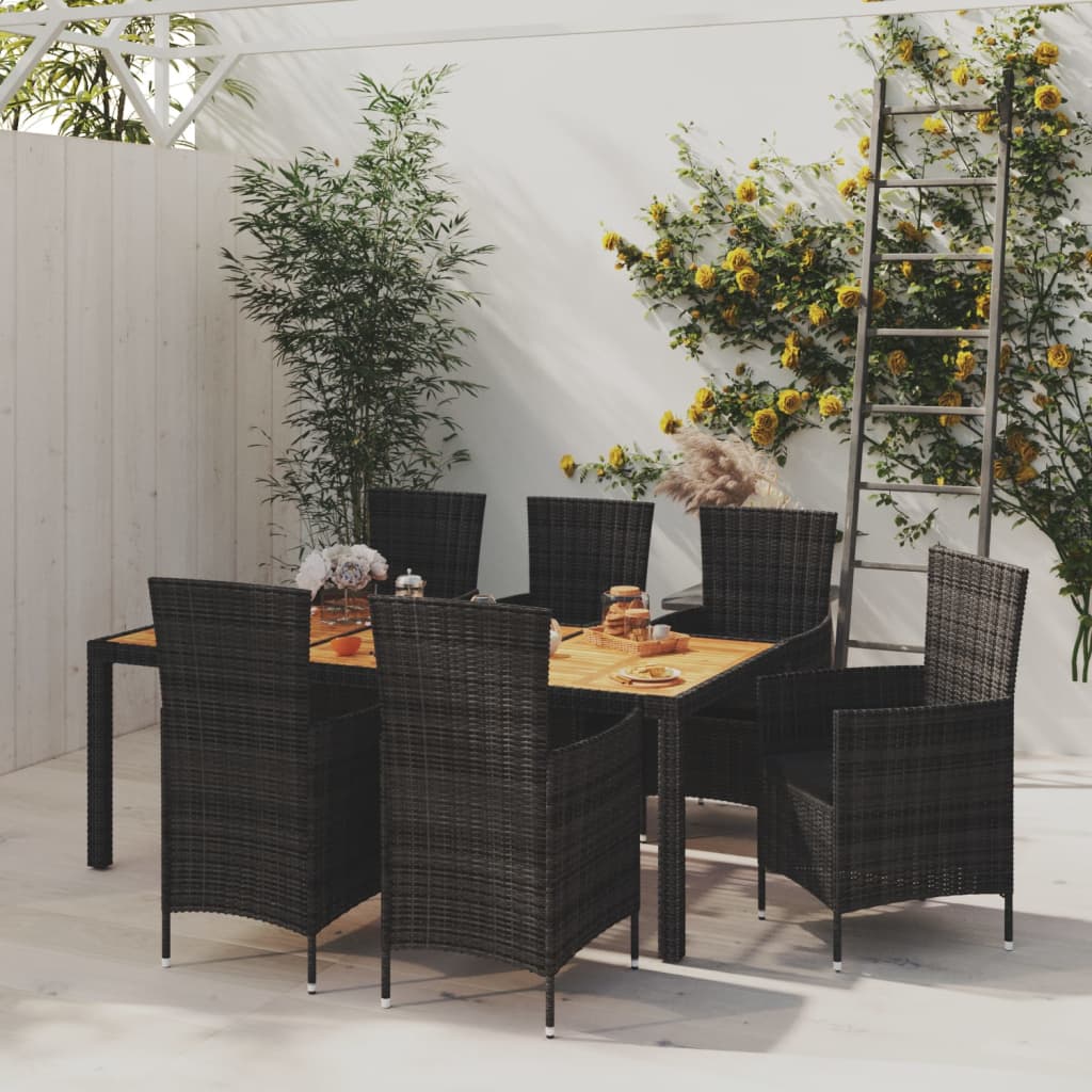 7-delige Tuinset met kussens poly rattan zwart is nu te koop bij PeponiXL, paradijselijk wonen!