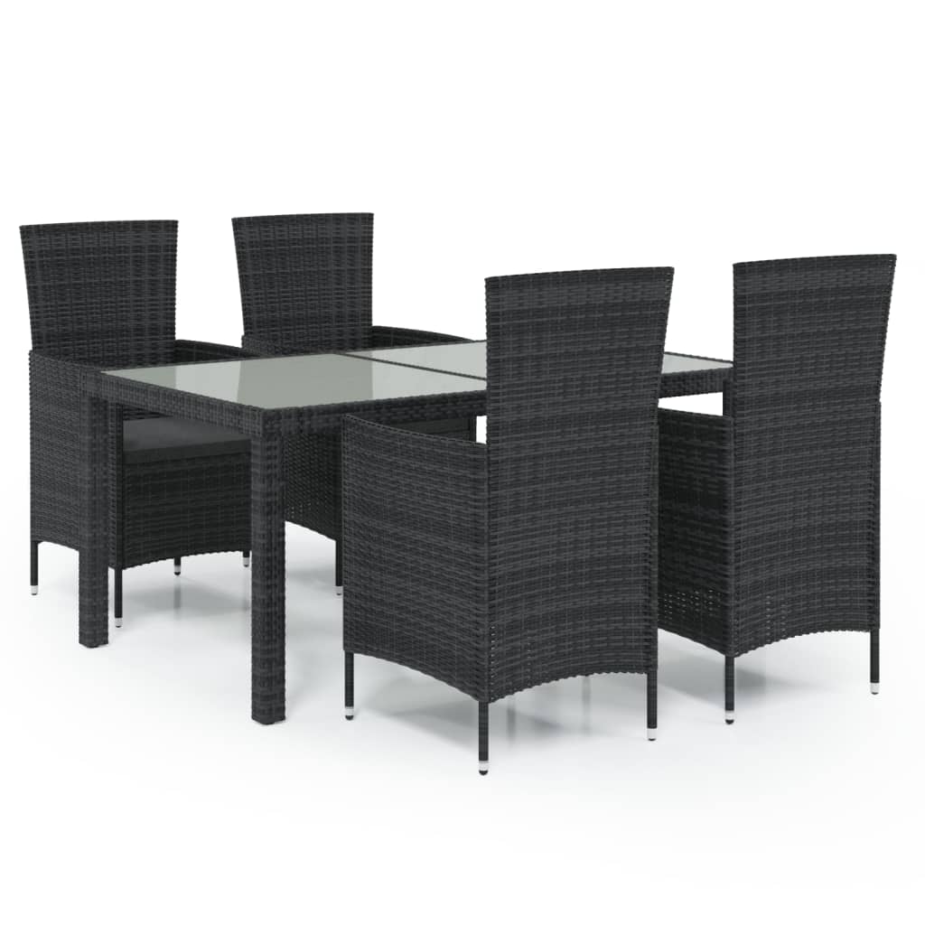 5-delige Tuinset met kussens poly rattan zwart is nu te koop bij PeponiXL, paradijselijk wonen!