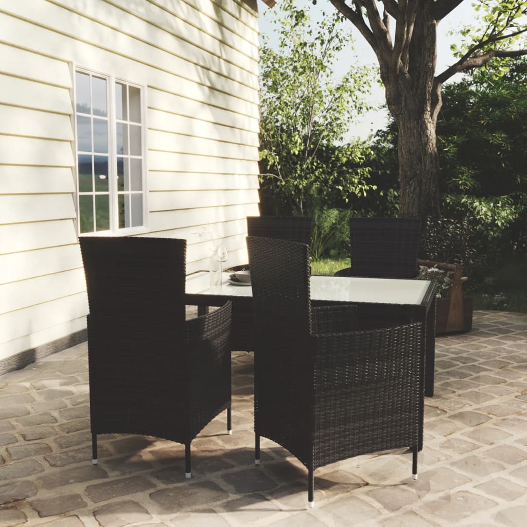 5-delige Tuinset met kussens poly rattan zwart is nu te koop bij PeponiXL, paradijselijk wonen!