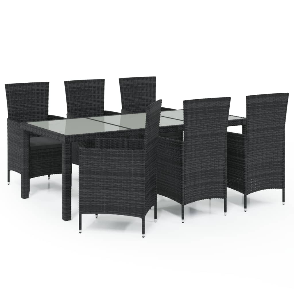 7-delige Tuinset met kussens poly rattan zwart is nu te koop bij PeponiXL, paradijselijk wonen!