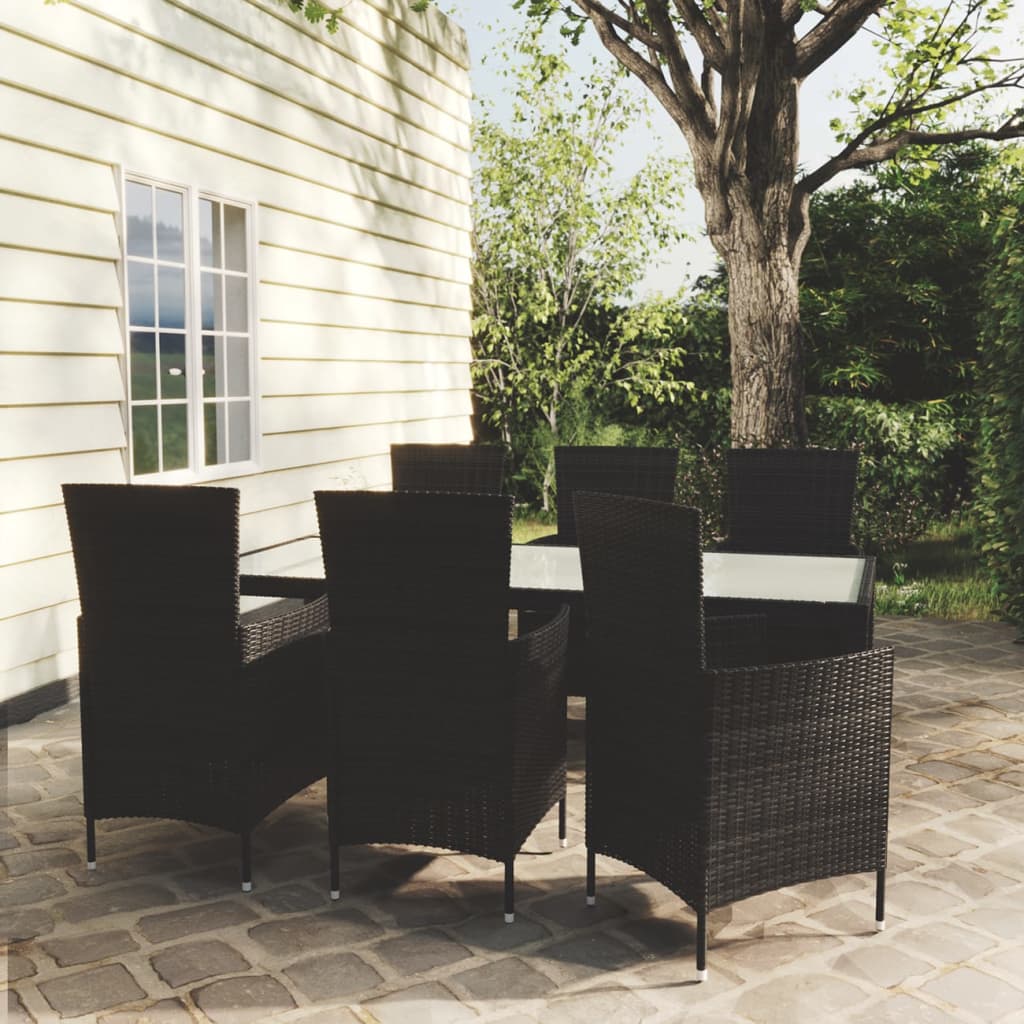 7-delige Tuinset met kussens poly rattan zwart is nu te koop bij PeponiXL, paradijselijk wonen!