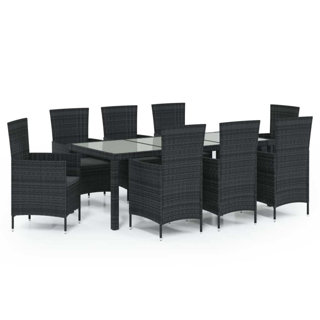 9-delige Tuinset met kussens poly rattan zwart is nu te koop bij PeponiXL, paradijselijk wonen!