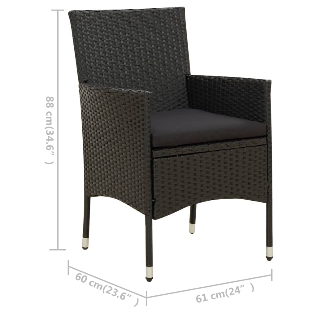 9-delige Tuinset met kussens poly rattan zwart is nu te koop bij PeponiXL, paradijselijk wonen!