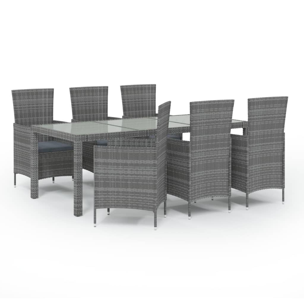 7-delige Tuinset met kussens poly rattan grijs is nu te koop bij PeponiXL, paradijselijk wonen!