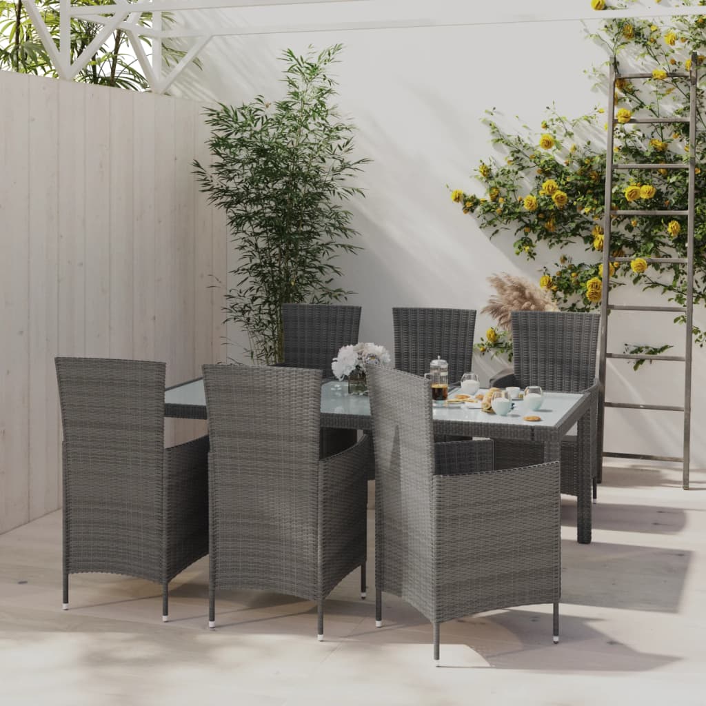 7-delige Tuinset met kussens poly rattan grijs is nu te koop bij PeponiXL, paradijselijk wonen!