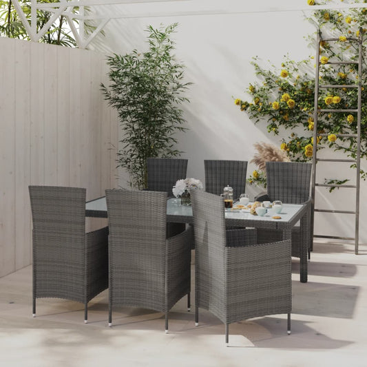 7-delige Tuinset met kussens poly rattan grijs is nu te koop bij PeponiXL, paradijselijk wonen!