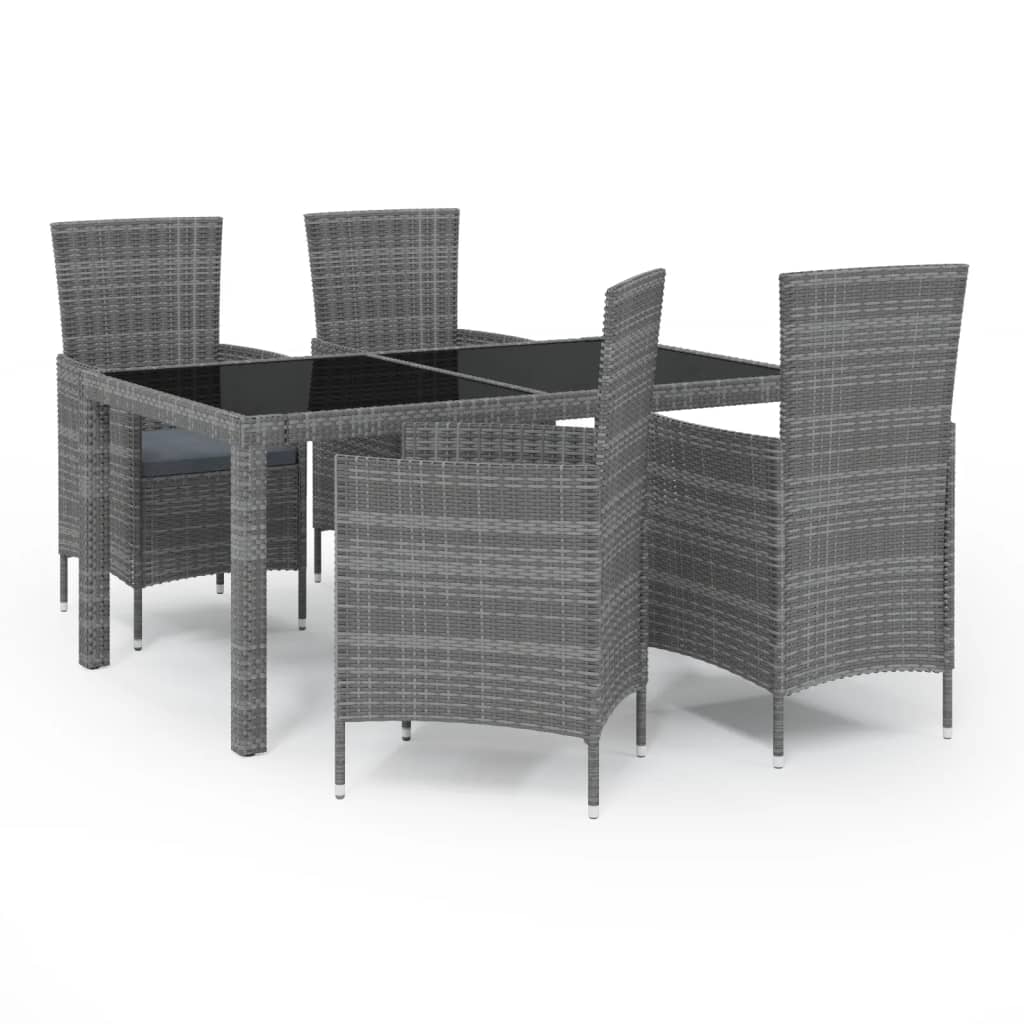 5-delige Tuinset met kussens poly rattan grijs is nu te koop bij PeponiXL, paradijselijk wonen!