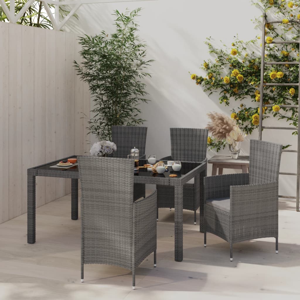 5-delige Tuinset met kussens poly rattan grijs is nu te koop bij PeponiXL, paradijselijk wonen!