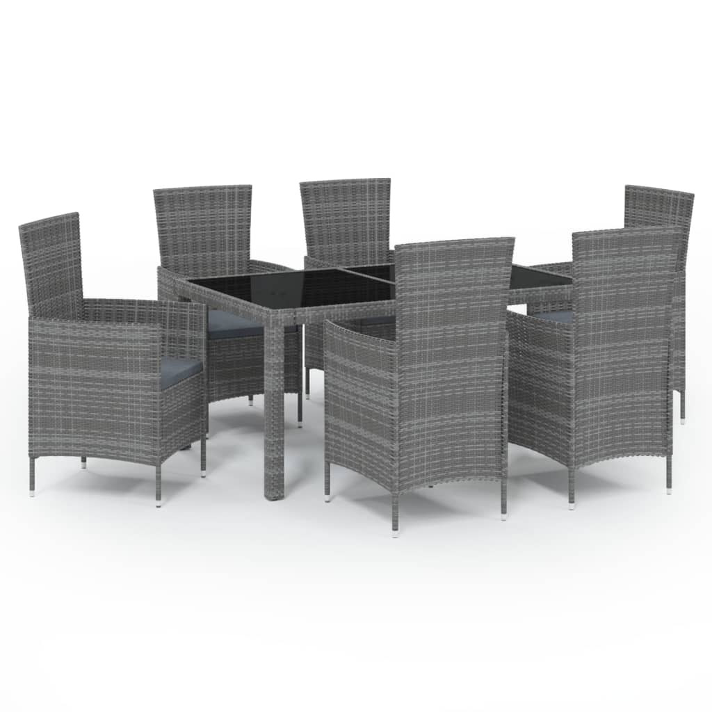 7-delige Tuinset met kussens poly rattan grijs is nu te koop bij PeponiXL, paradijselijk wonen!