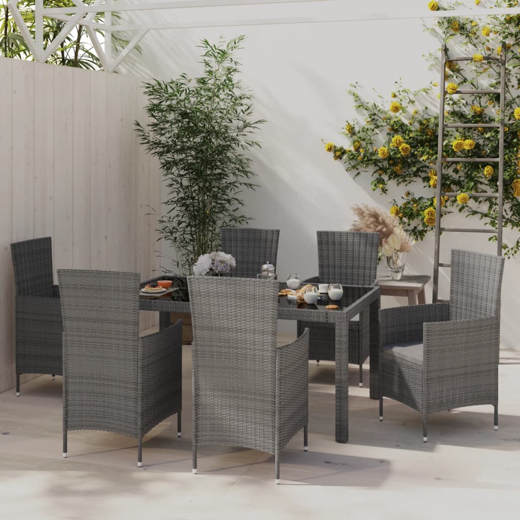 7-delige Tuinset met kussens poly rattan grijs is nu te koop bij PeponiXL, paradijselijk wonen!