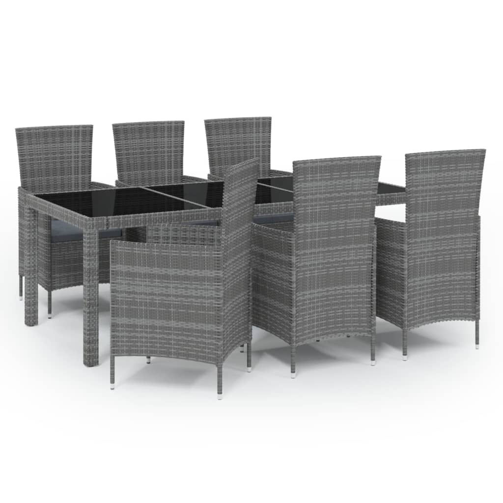 7-delige Tuinset met kussens poly rattan grijs is nu te koop bij PeponiXL, paradijselijk wonen!