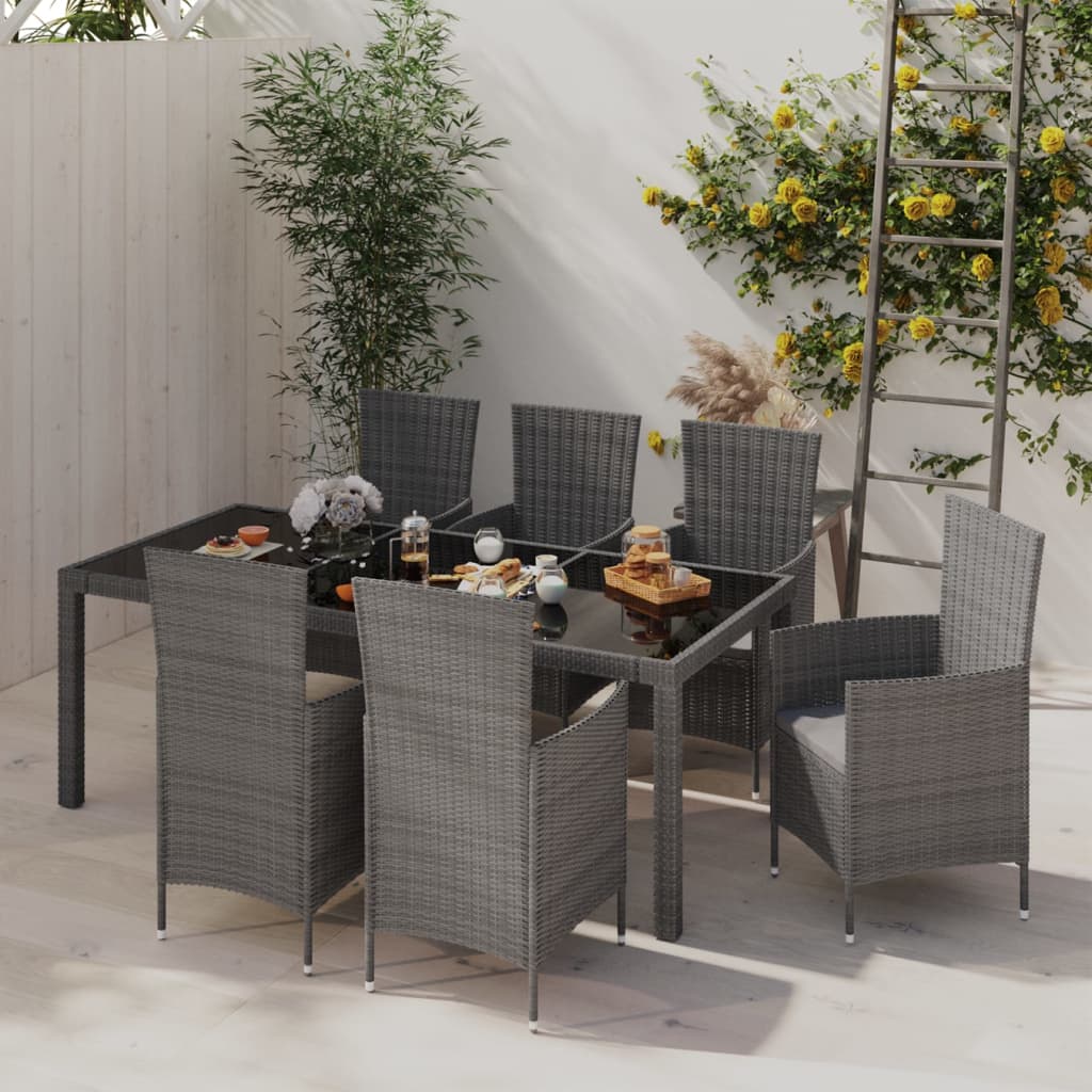7-delige Tuinset met kussens poly rattan grijs is nu te koop bij PeponiXL, paradijselijk wonen!