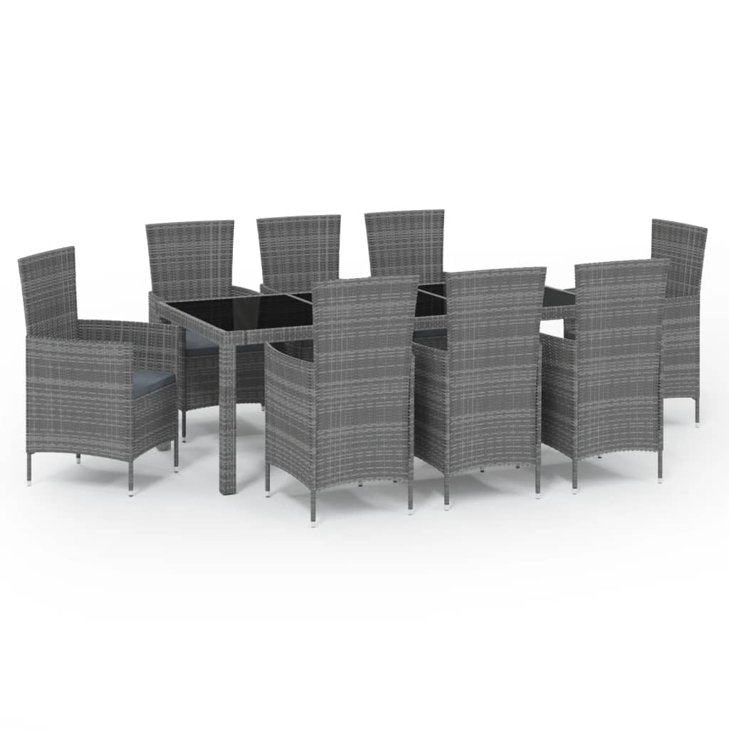 9-delige Tuinset met kussens poly rattan grijs is nu te koop bij PeponiXL, paradijselijk wonen!