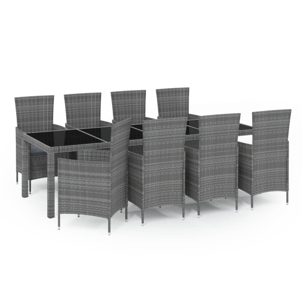 9-delige Tuinset met kussens poly rattan grijs is nu te koop bij PeponiXL, paradijselijk wonen!