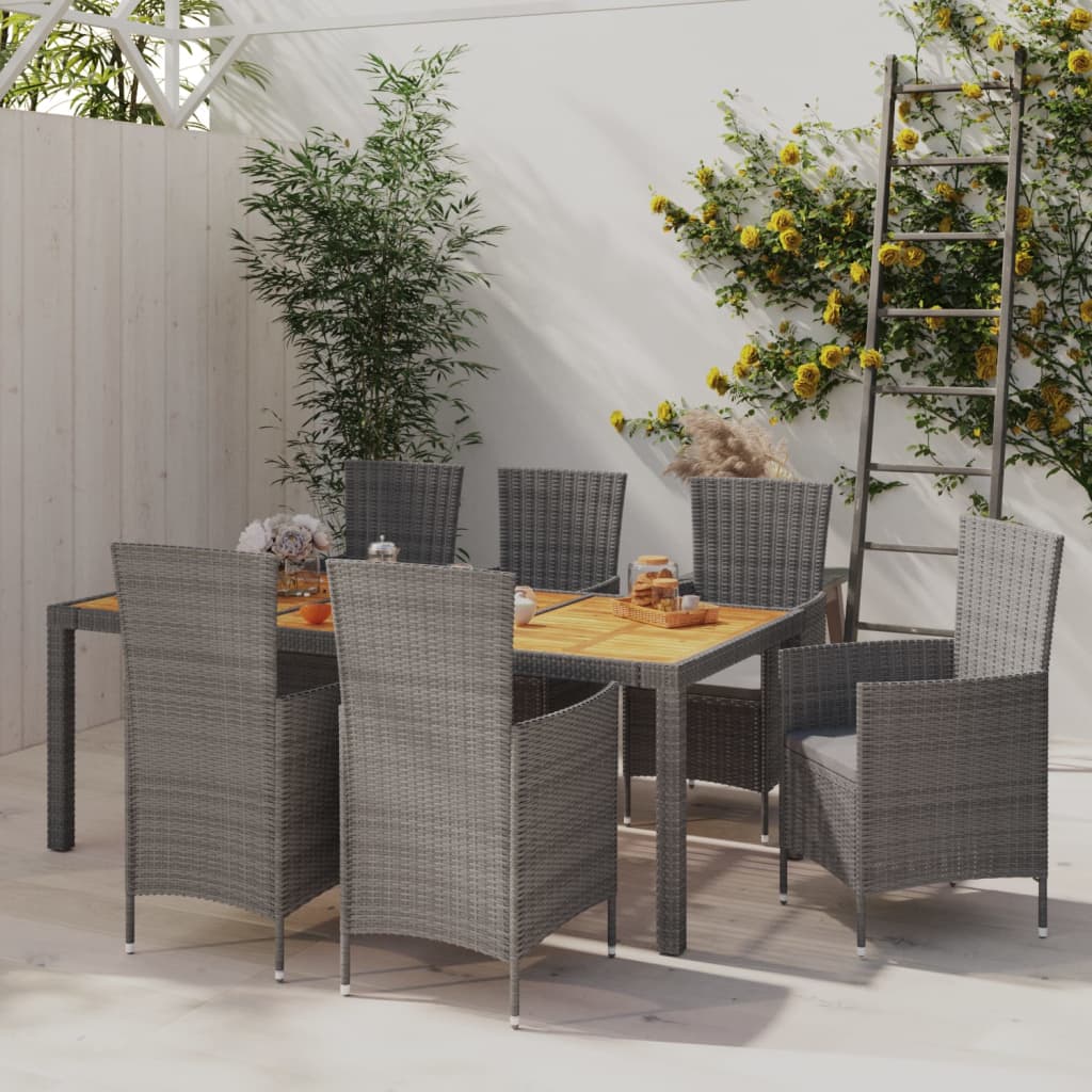 7-delige Tuinset met kussens poly rattan grijs is nu te koop bij PeponiXL, paradijselijk wonen!
