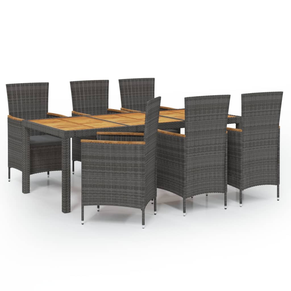 7-delige Tuinset met kussens poly rattan grijs is nu te koop bij PeponiXL, paradijselijk wonen!