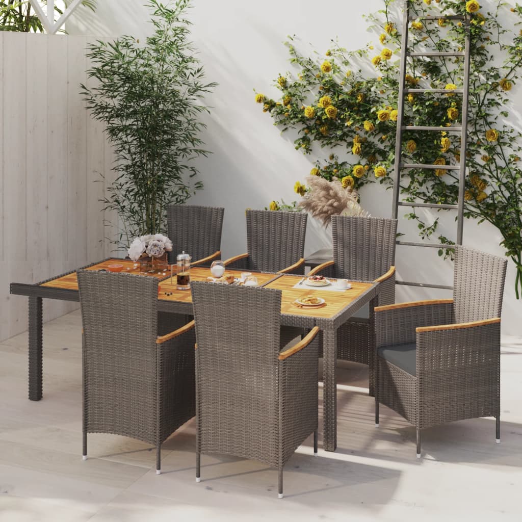 7-delige Tuinset met kussens poly rattan grijs is nu te koop bij PeponiXL, paradijselijk wonen!