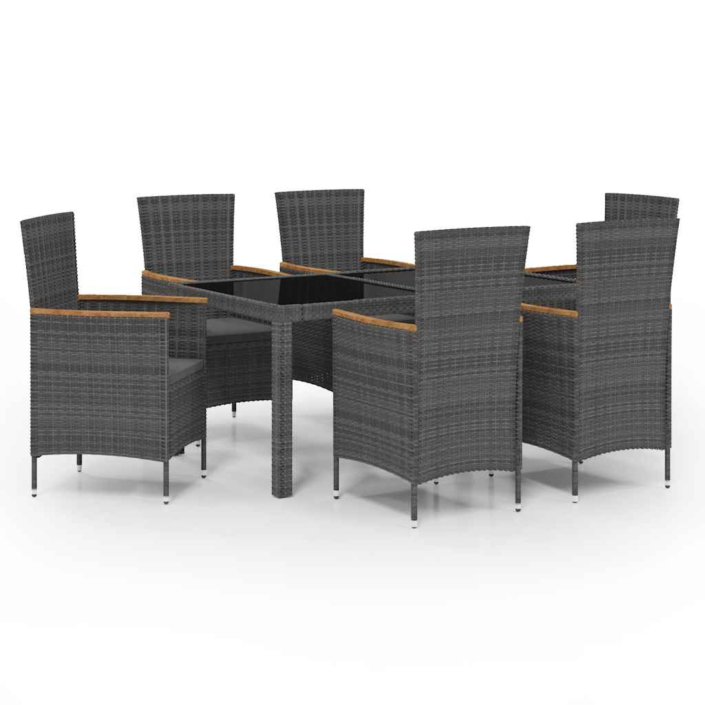 7-delige Tuinset met kussens poly rattan zwart en grijs is nu te koop bij PeponiXL, paradijselijk wonen!