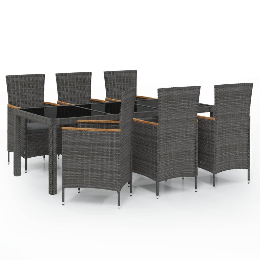 7-delige Tuinset met kussens poly rattan zwart en grijs is nu te koop bij PeponiXL, paradijselijk wonen!
