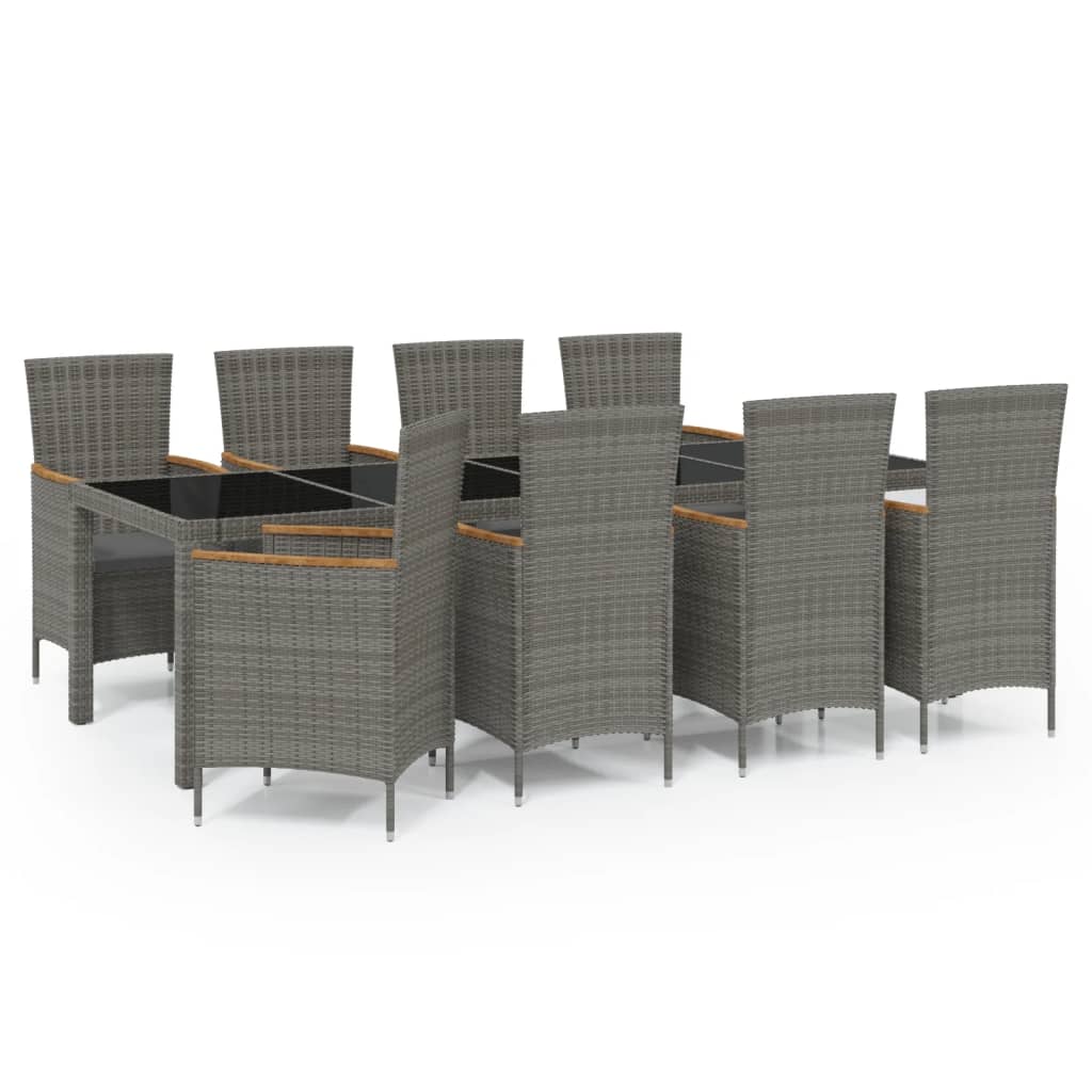 9-delige Tuinset met kussens poly rattan grijs is nu te koop bij PeponiXL, paradijselijk wonen!