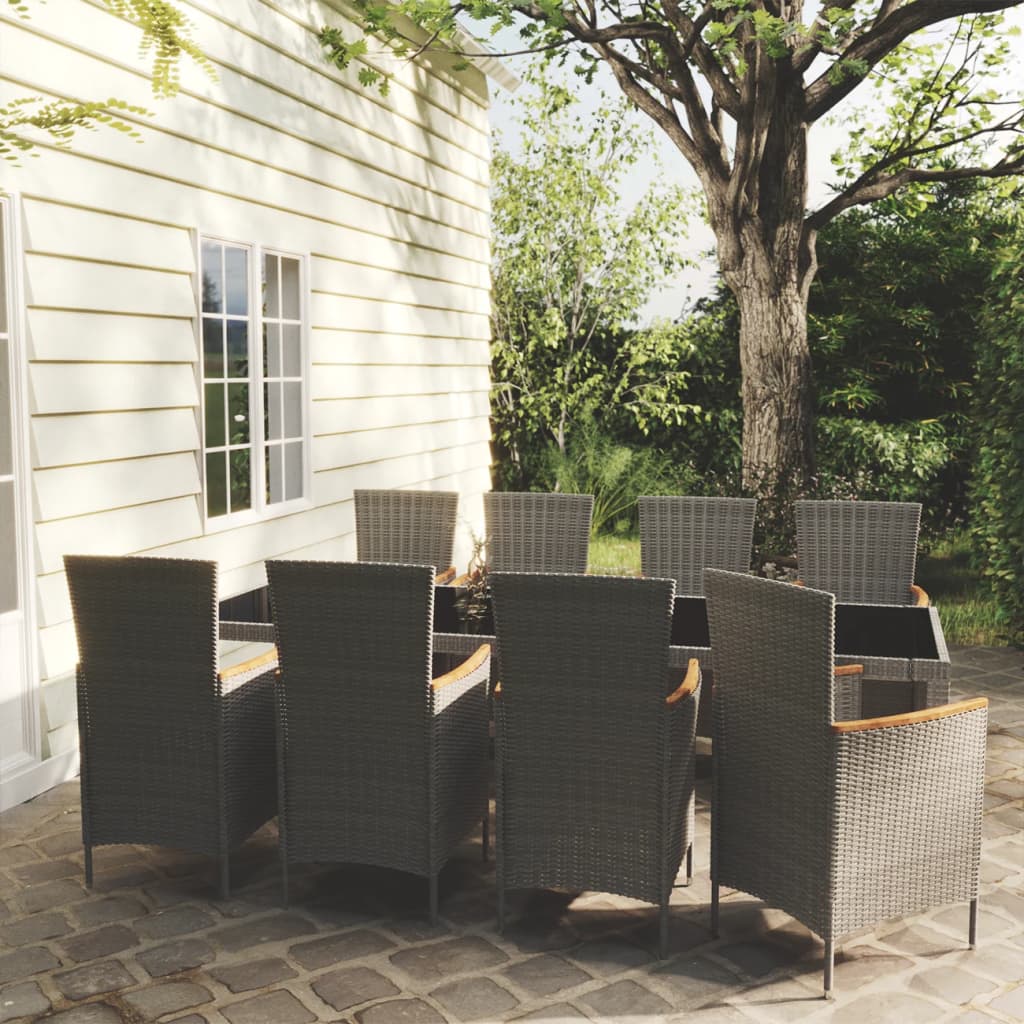9-delige Tuinset met kussens poly rattan grijs is nu te koop bij PeponiXL, paradijselijk wonen!