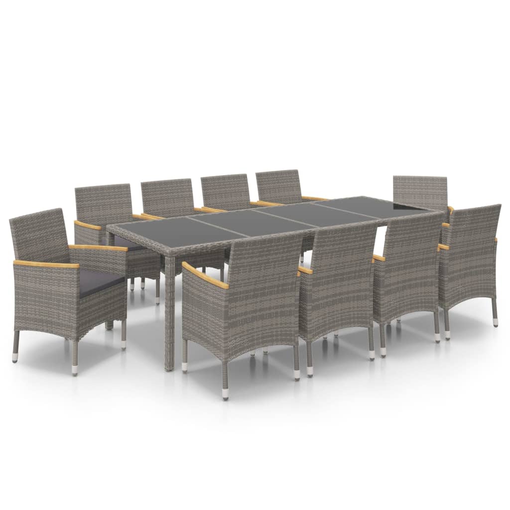 11-delige Tuinset met kussens poly rattan zwart en grijs is nu te koop bij PeponiXL, paradijselijk wonen!