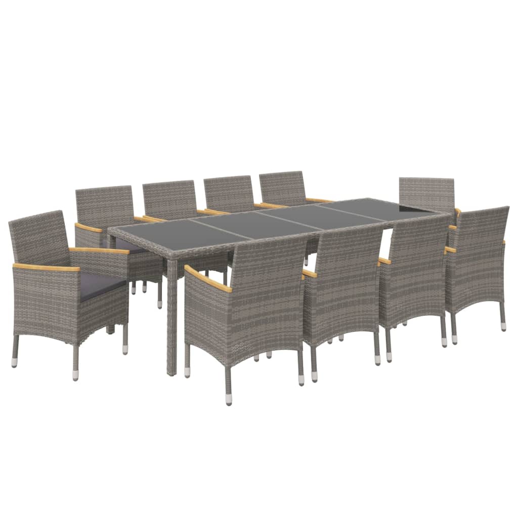 11-delige Tuinset met kussens poly rattan zwart en grijs is nu te koop bij PeponiXL, paradijselijk wonen!