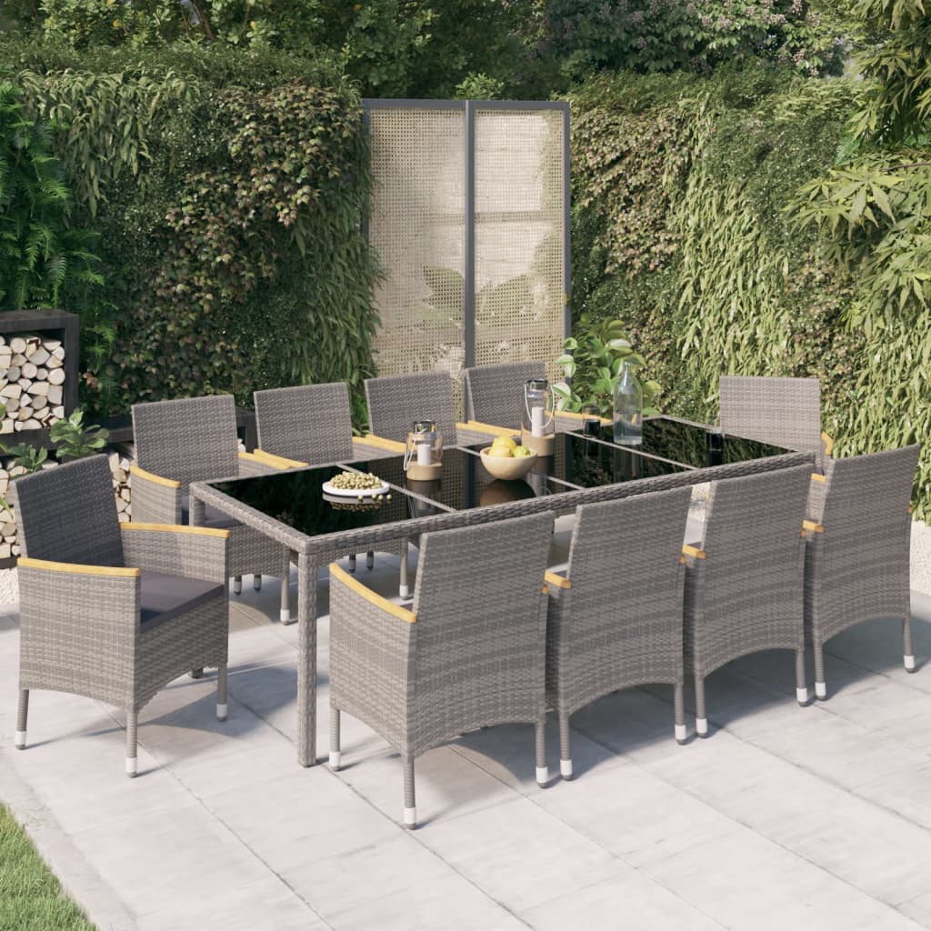 11-delige Tuinset met kussens poly rattan zwart en grijs is nu te koop bij PeponiXL, paradijselijk wonen!