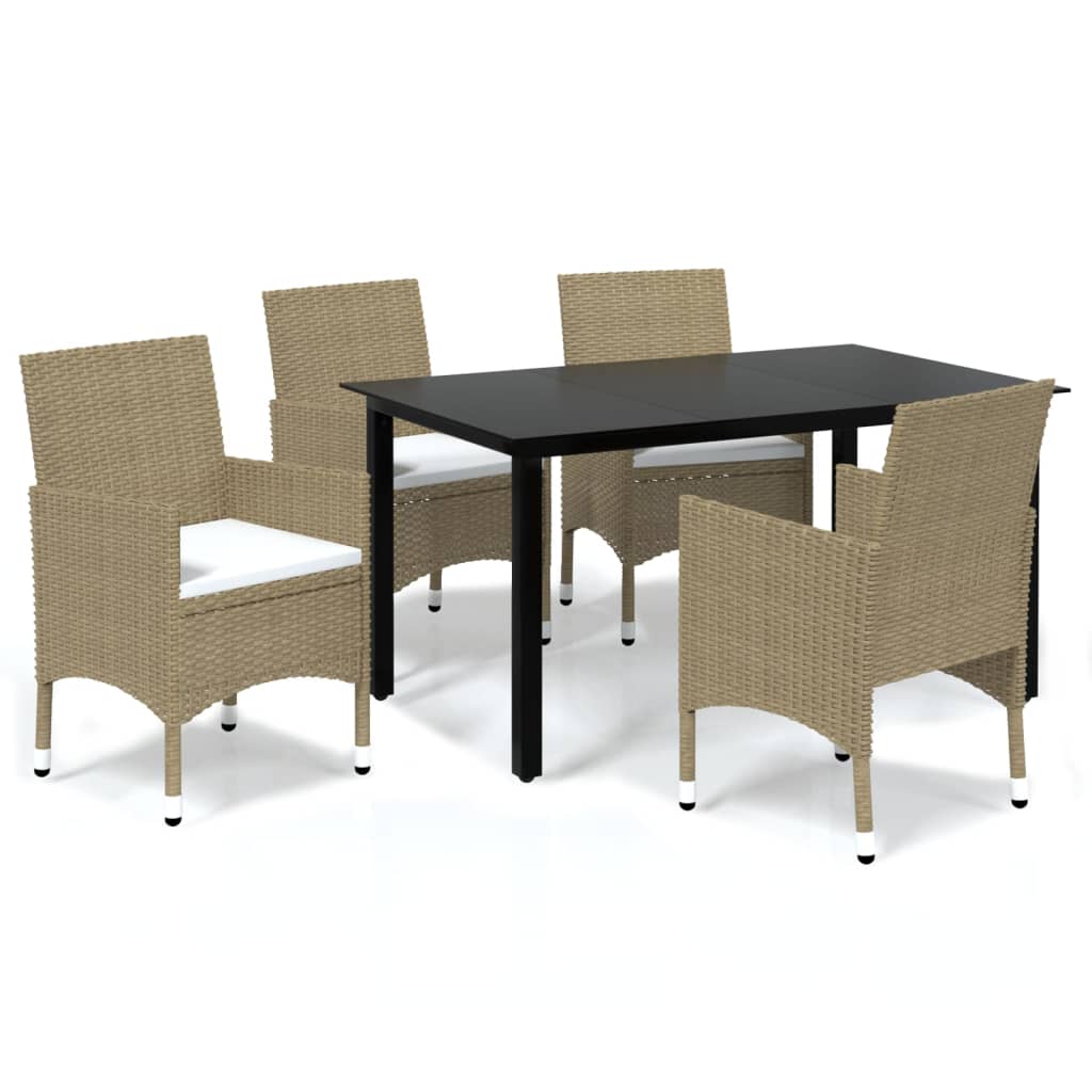 5-delige Tuinset met kussens poly rattan beige is nu te koop bij PeponiXL, paradijselijk wonen!