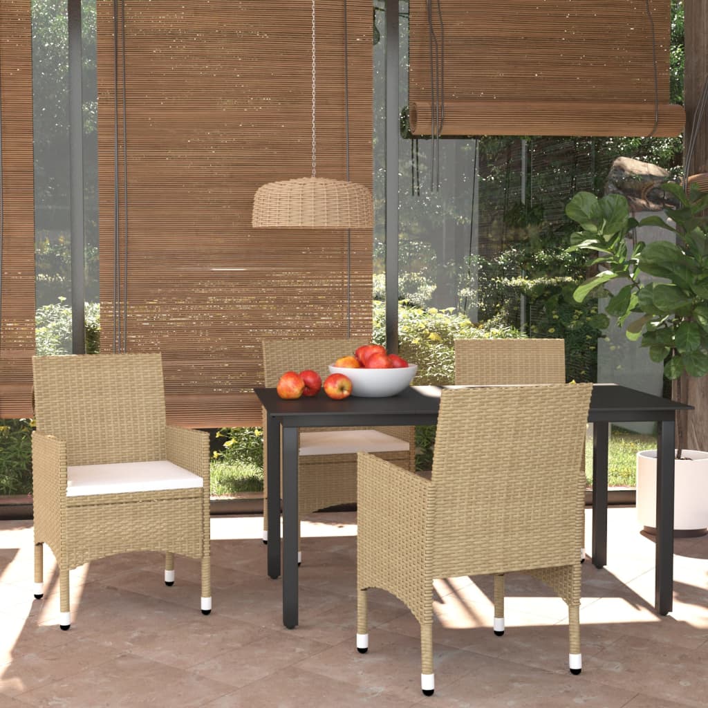 5-delige Tuinset met kussens poly rattan beige is nu te koop bij PeponiXL, paradijselijk wonen!