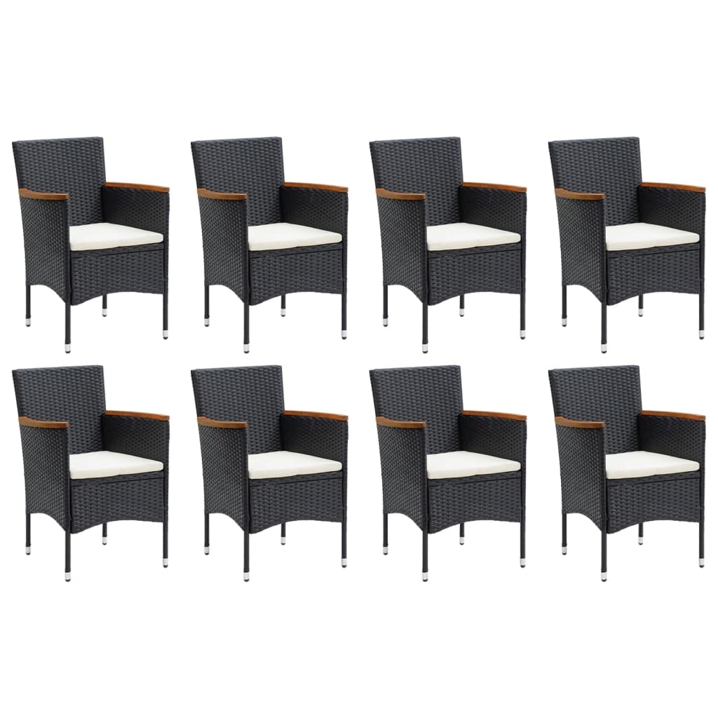 9-delige Tuinset met kussens poly rattan zwart is nu te koop bij PeponiXL, paradijselijk wonen!