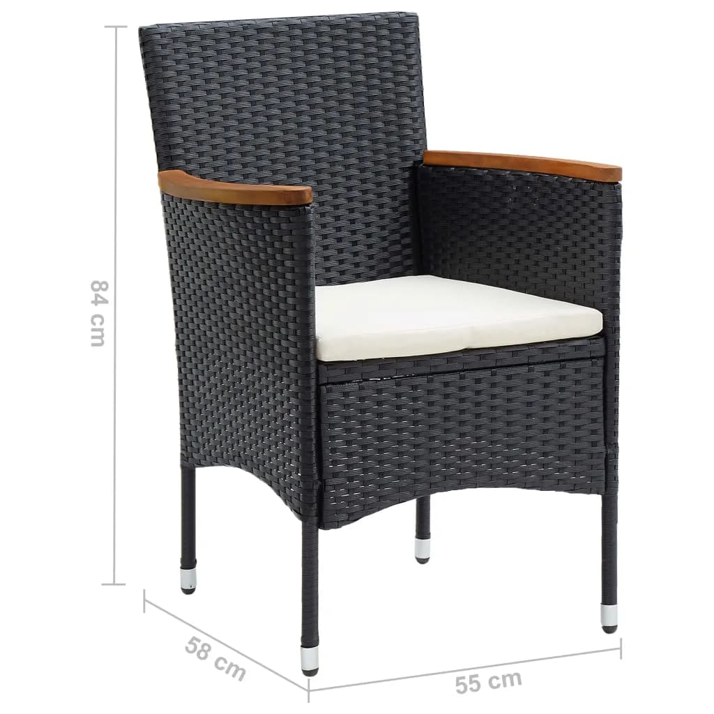 9-delige Tuinset met kussens poly rattan zwart is nu te koop bij PeponiXL, paradijselijk wonen!