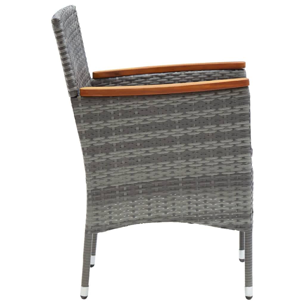 9-delige Tuinset met kussens poly rattan grijs