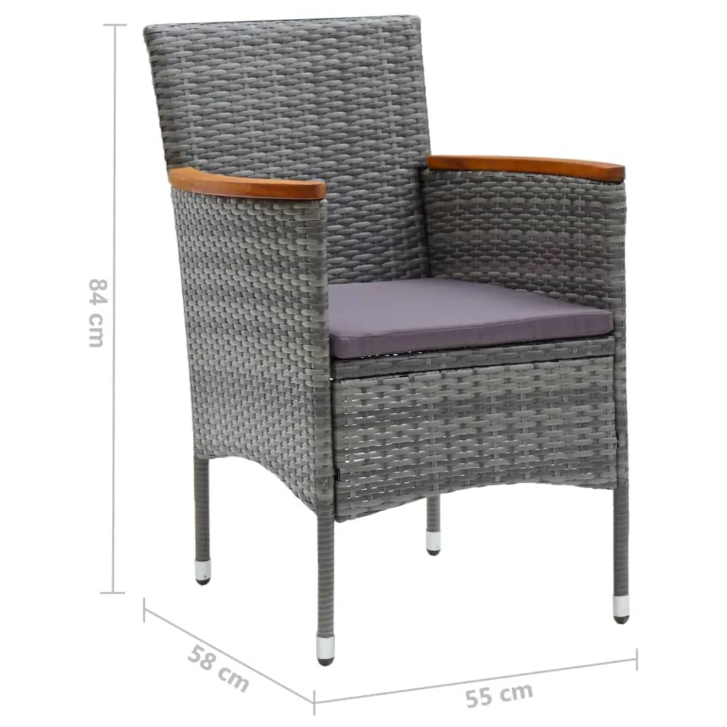 9-delige Tuinset met kussens poly rattan grijs