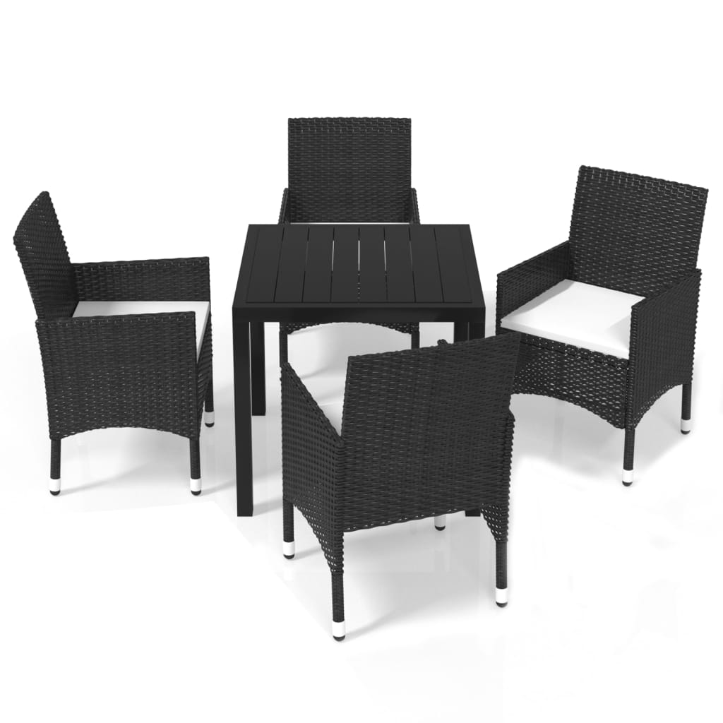 5-delige Tuinset met kussens poly rattan zwart is nu te koop bij PeponiXL, paradijselijk wonen!