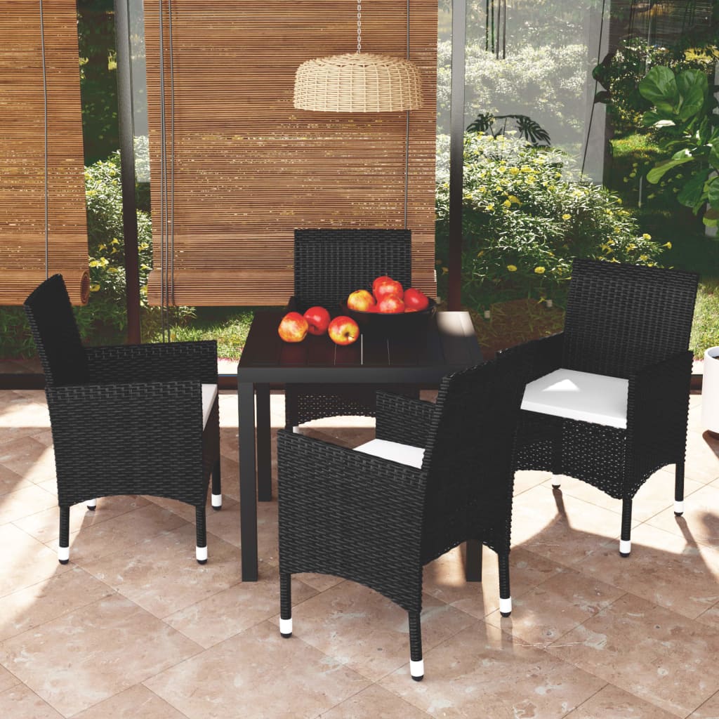 5-delige Tuinset met kussens poly rattan zwart is nu te koop bij PeponiXL, paradijselijk wonen!