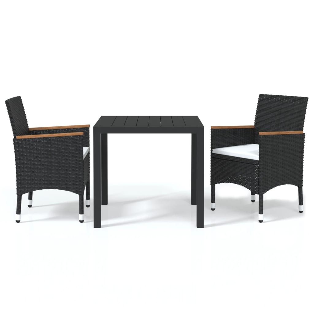 3-delige Tuinset met kussens poly rattan zwart is nu te koop bij PeponiXL, paradijselijk wonen!