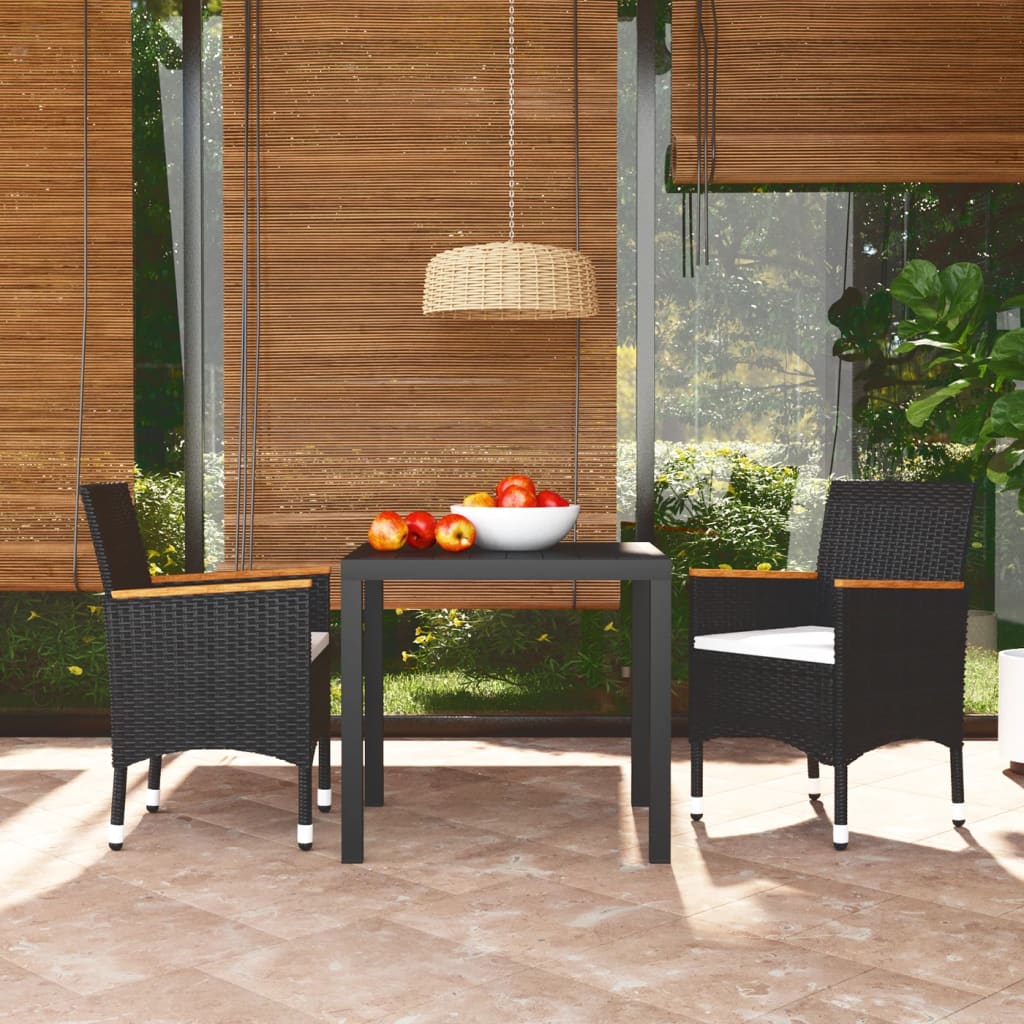 3-delige Tuinset met kussens poly rattan zwart is nu te koop bij PeponiXL, paradijselijk wonen!