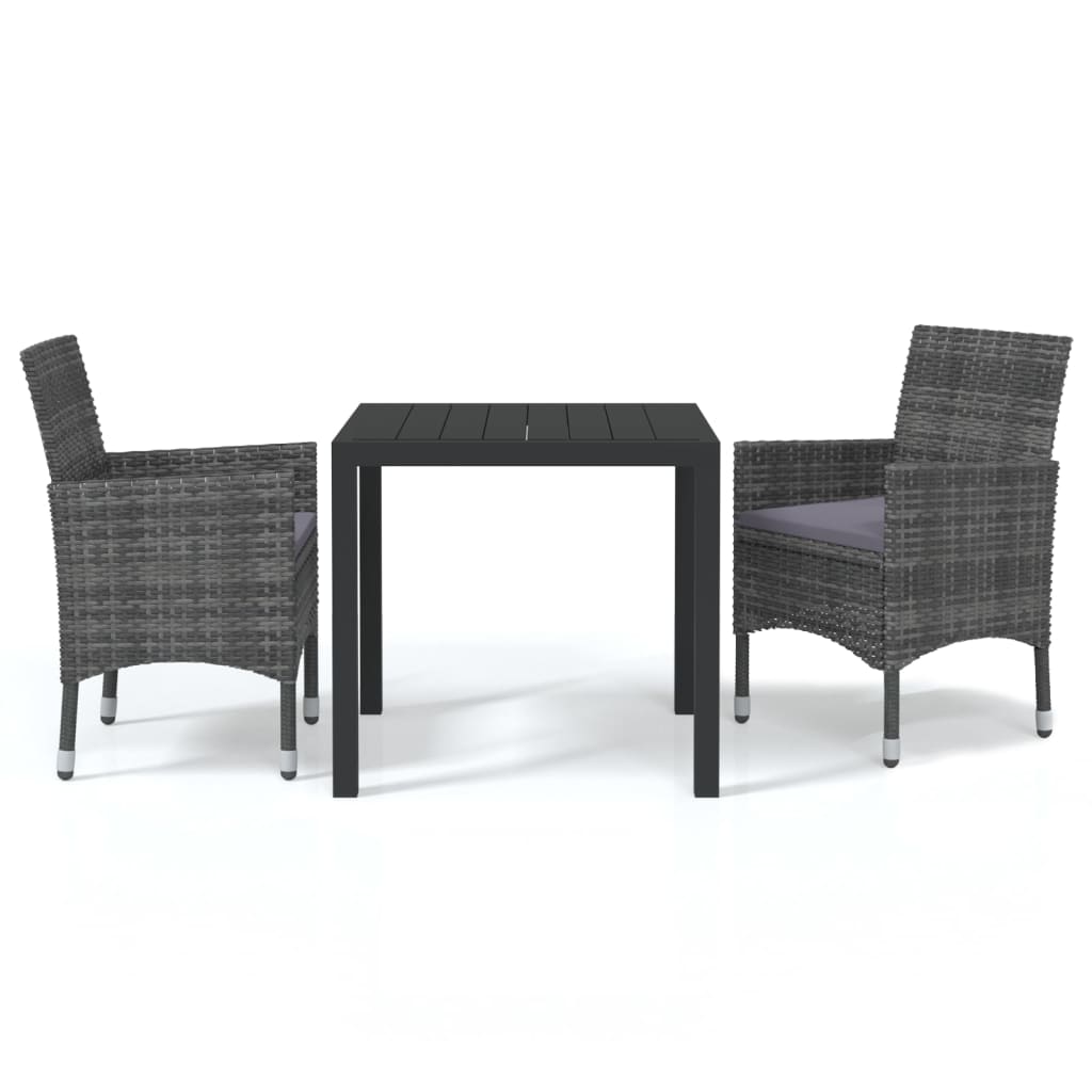 3-delige Tuinset met kussens poly rattan grijs is nu te koop bij PeponiXL, paradijselijk wonen!
