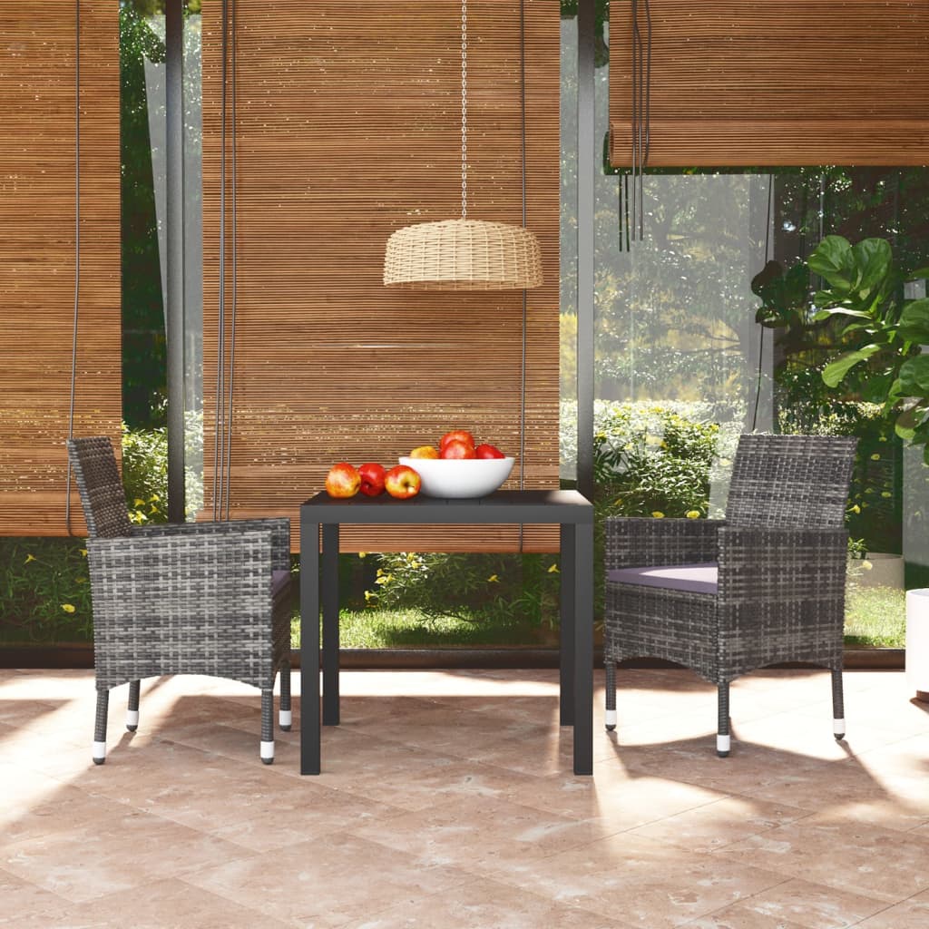 3-delige Tuinset met kussens poly rattan grijs is nu te koop bij PeponiXL, paradijselijk wonen!