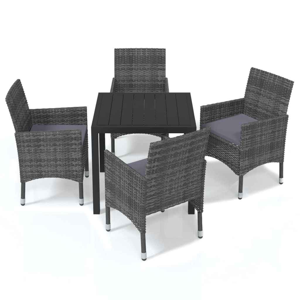 5-delige Tuinset met kussens poly rattan grijs is nu te koop bij PeponiXL, paradijselijk wonen!