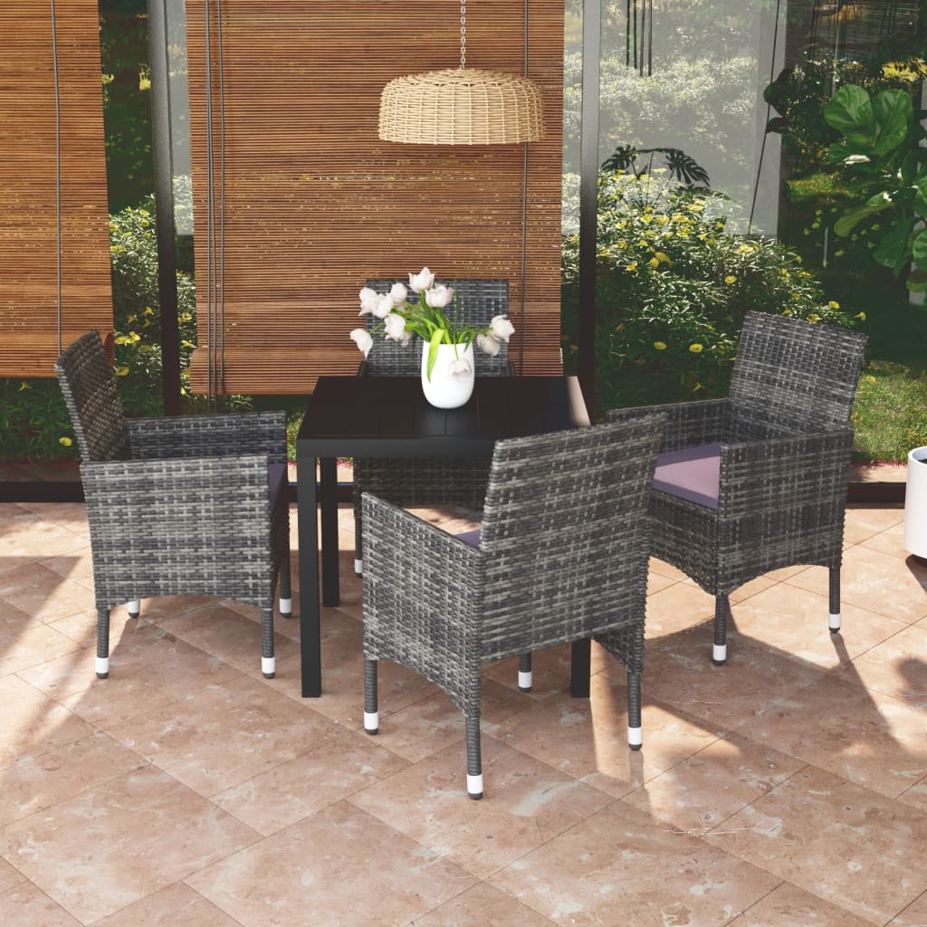 5-delige Tuinset met kussens poly rattan grijs is nu te koop bij PeponiXL, paradijselijk wonen!