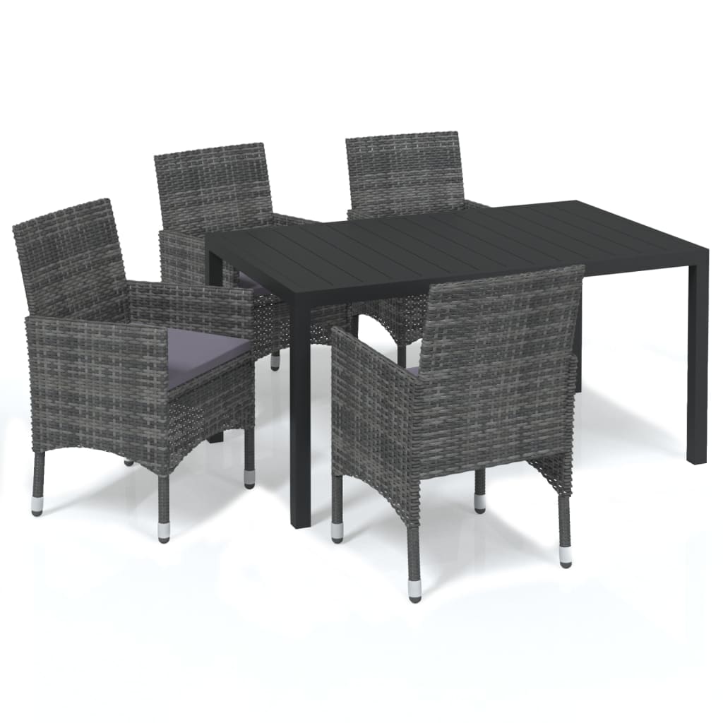 5-delige Tuinset met kussens poly rattan grijs is nu te koop bij PeponiXL, paradijselijk wonen!