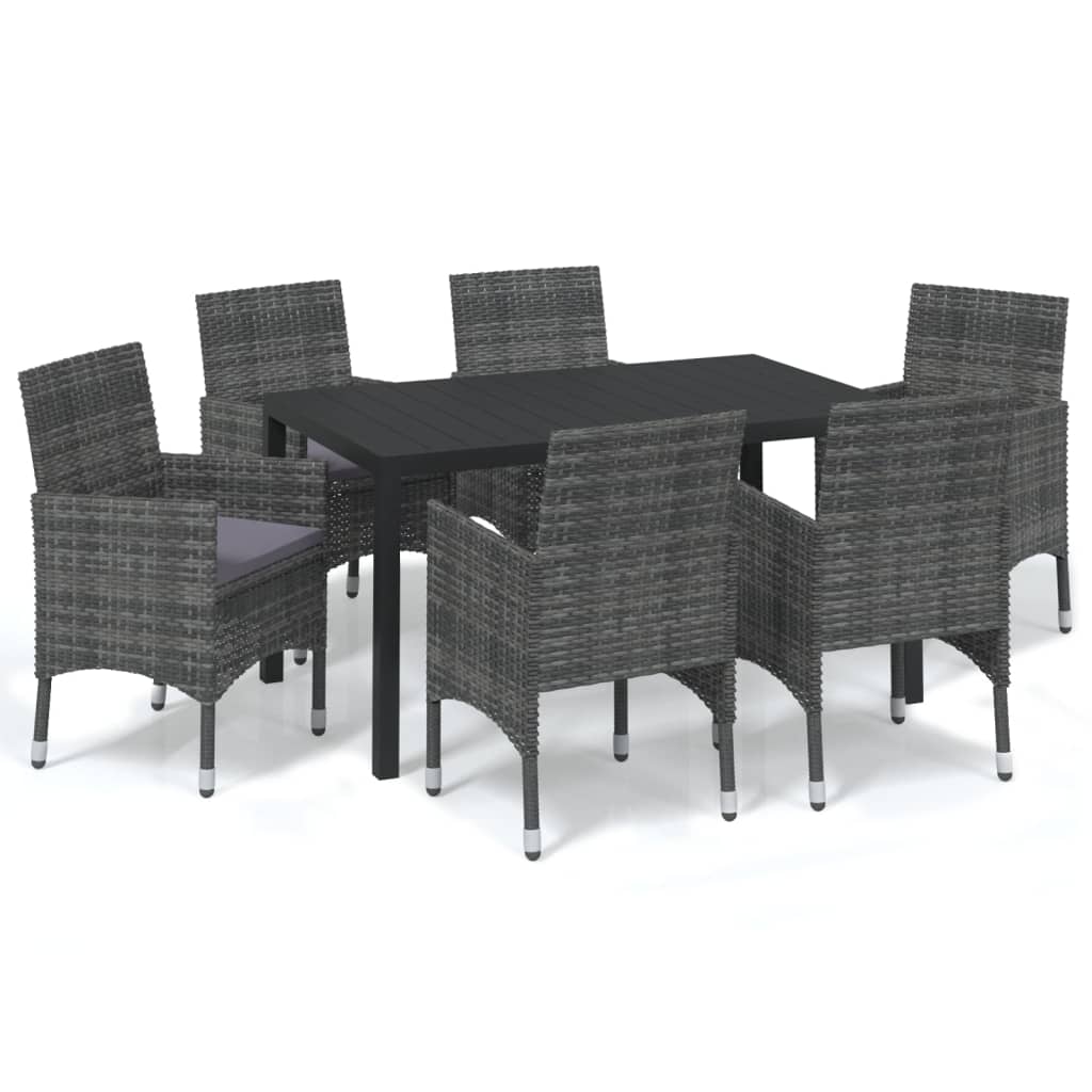 7-delige Tuinset met kussens poly rattan grijs is nu te koop bij PeponiXL, paradijselijk wonen!