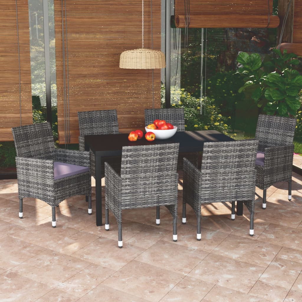 7-delige Tuinset met kussens poly rattan grijs is nu te koop bij PeponiXL, paradijselijk wonen!