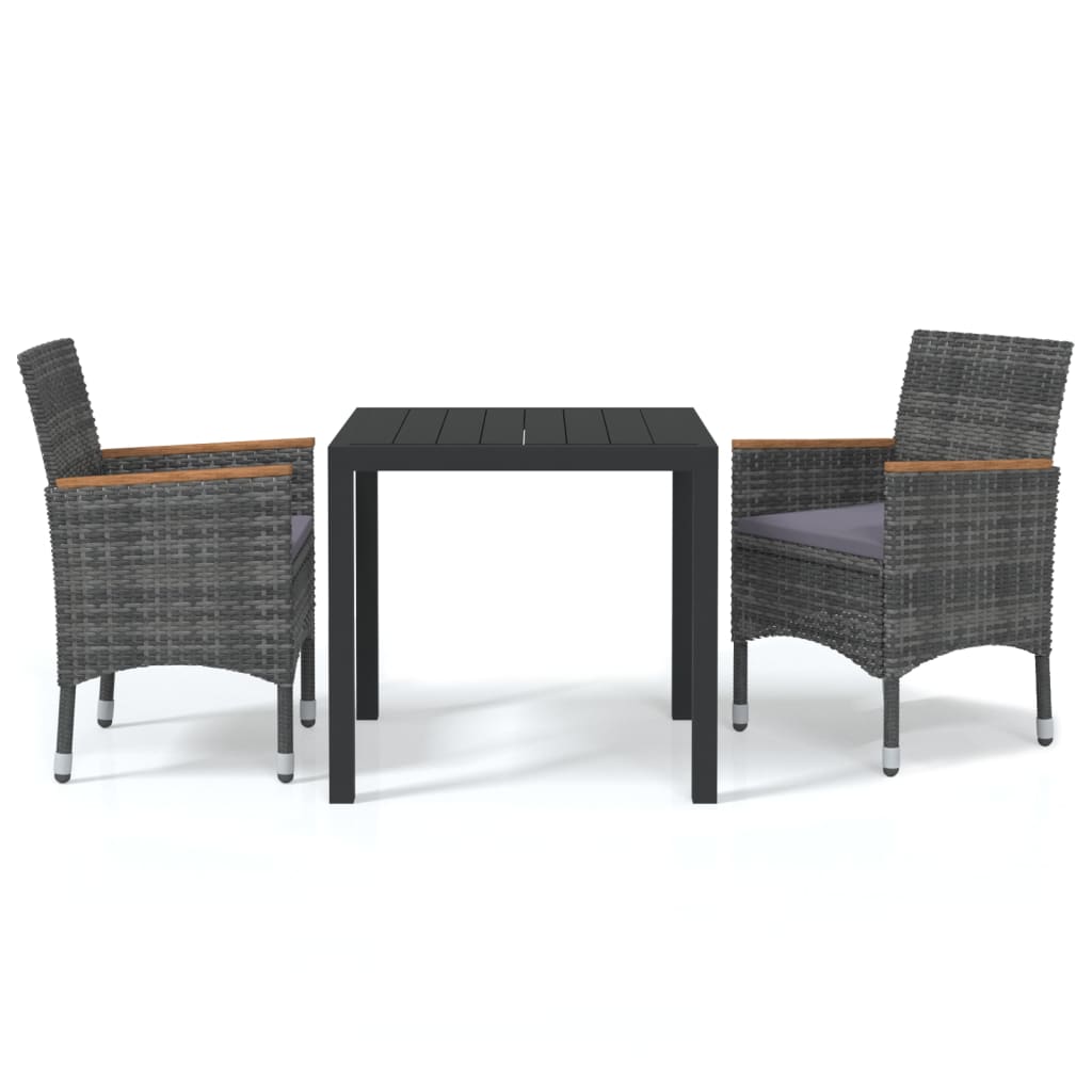 3-delige Tuinset met kussens poly rattan grijs is nu te koop bij PeponiXL, paradijselijk wonen!