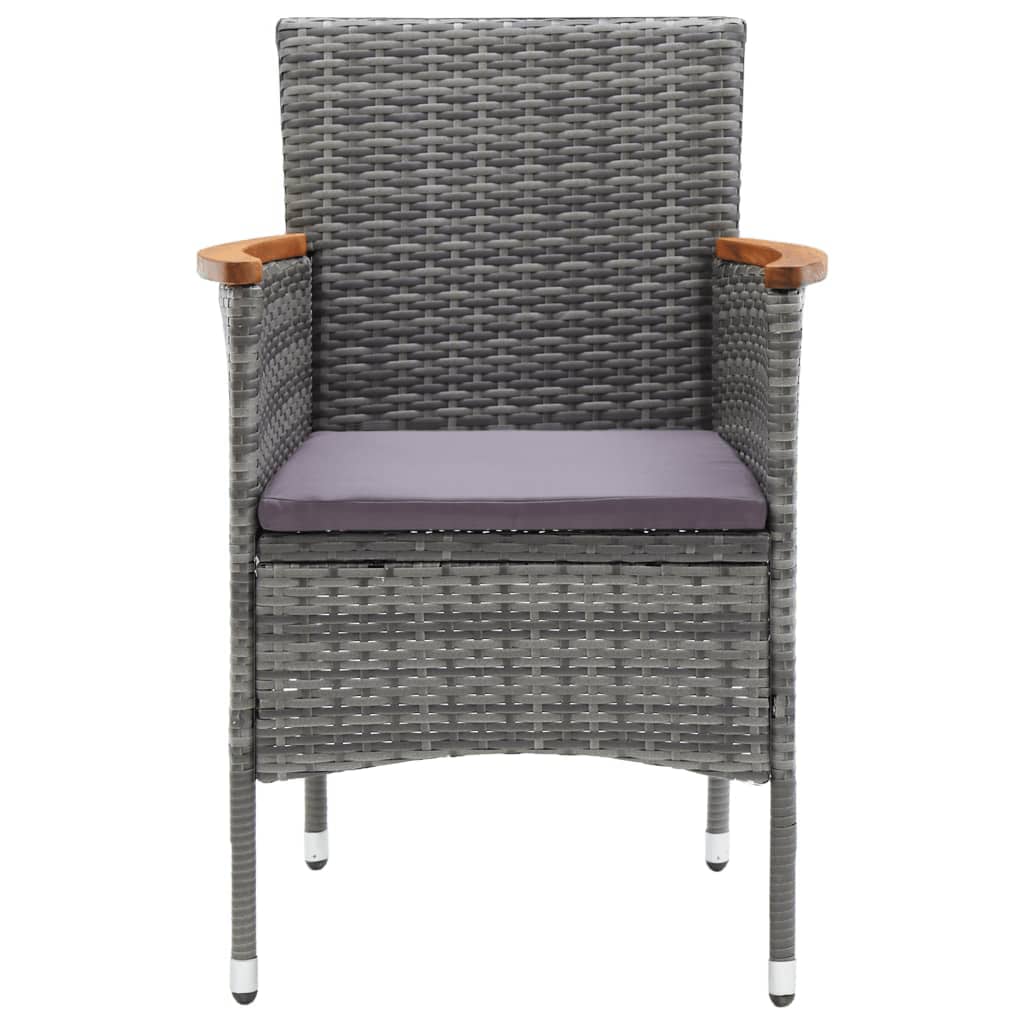 9-delige Tuinset met kussens poly rattan grijs
