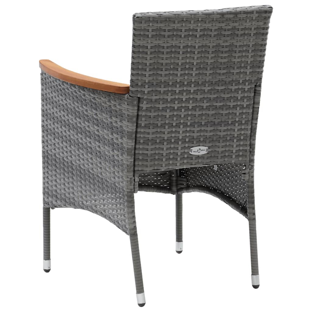 9-delige Tuinset met kussens poly rattan grijs