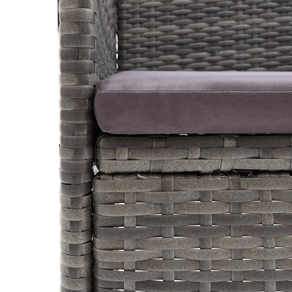 9-delige Tuinset met kussens poly rattan grijs